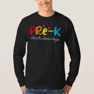 Camiseta Pre K Donde La Aventura Comienza Un Maestro Más Pe
