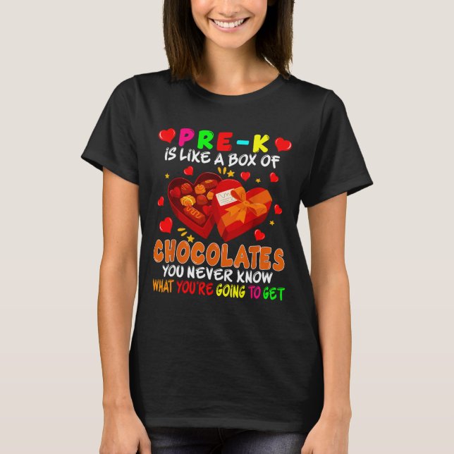 Camiseta Pre-k Funny Box Of Chocolates Valentine's Day Teac (Anverso)