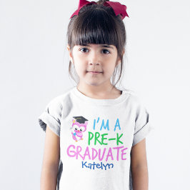 Camiseta Pre-K Graduate Cute Pink Owl Custom Girls