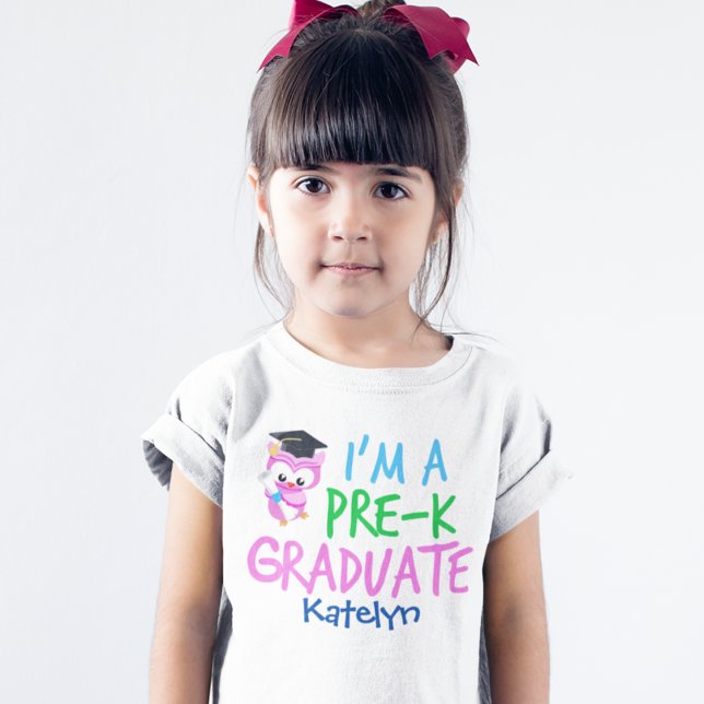 Camiseta Pre-K Graduate Cute Pink Owl Custom Girls (Subido por el creador)