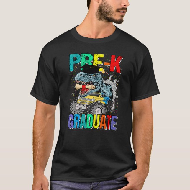 Camiseta Pre K Graduate Monster Truck Dinosaur Graduation   (Anverso)