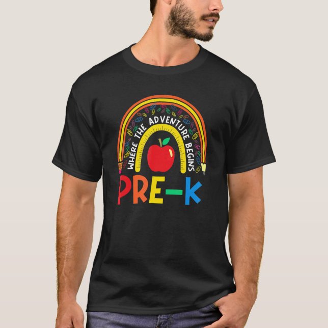 Camiseta Pre K Leopard Rainbow teacher team Pre K squad gir (Anverso)