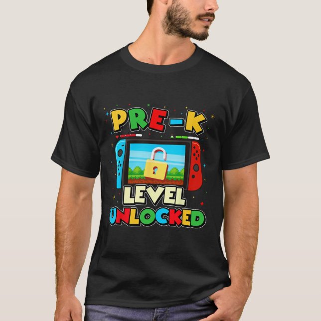 Camiseta Pre-k Level Unlocked Video Gamer Boys Kids Ck To S (Anverso)