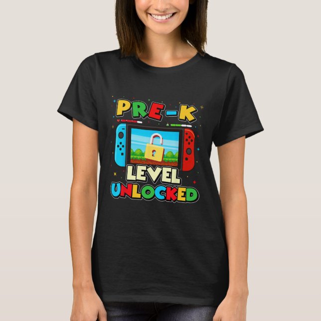 Camiseta Pre-k Level Unlocked Video Gamer Boys Kids Ck To S (Anverso)