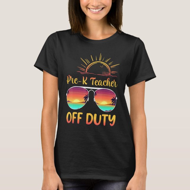 Camiseta Pre K Maestra Off Duty Summer Sungafas de sol Beac (Anverso)