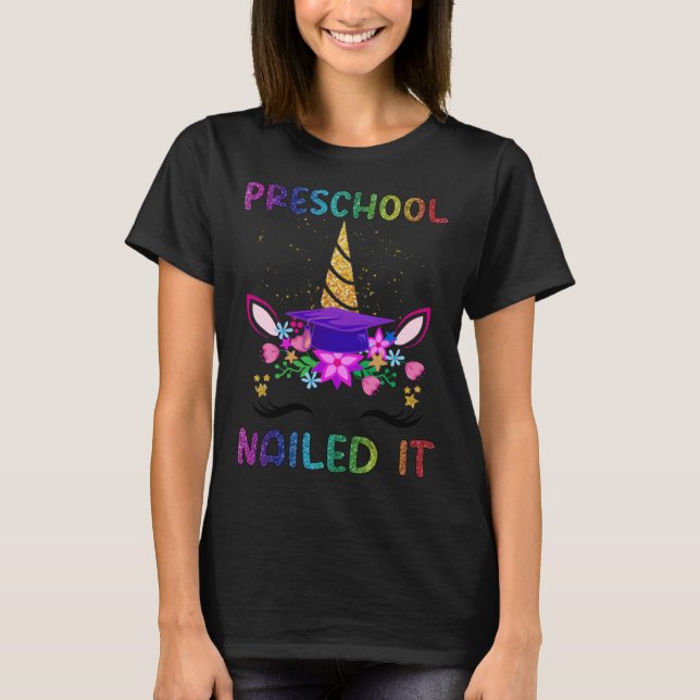 Camiseta Pre K Nailed It Cute Unicorn Face Graduation Girls (Anverso)