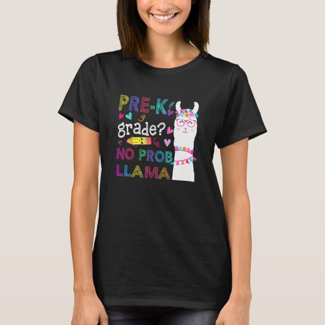 Camiseta Pre-K No Prob-Llama Profesor Estudiante Primer Día (Anverso)