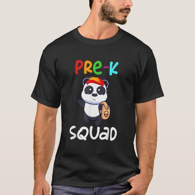 Camiseta Pre-K Preschool Squad Teacher Student Panda Back T (Anverso)