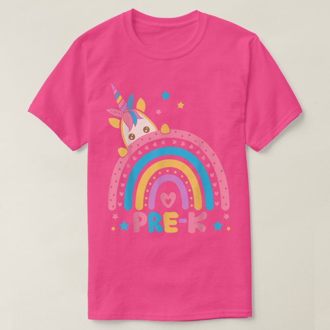 Camiseta Pre-k Rainbow Unicorn Preschool Back To School Tea (Diseño del anverso)