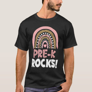 Camiseta Pre K Rocks Maestra Niñas Niños Arcoíris Leopardo