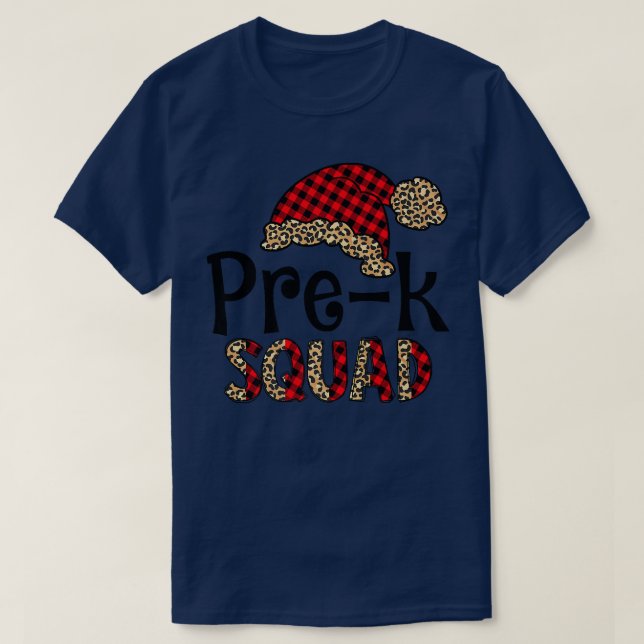 Camiseta Pre K Santa Hat Buffalo colocado Leopard Gracioso  (Diseño del anverso)