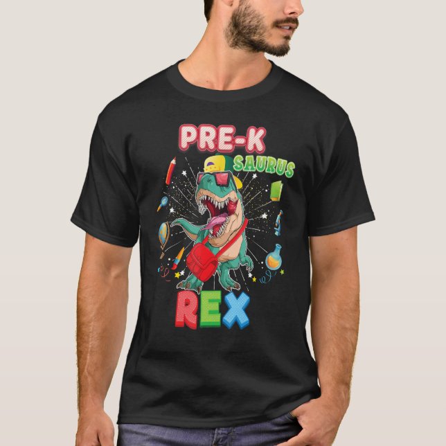 Camiseta Pre K Saurus Dinosaur Rex De Vuelta A La Escuela (Anverso)