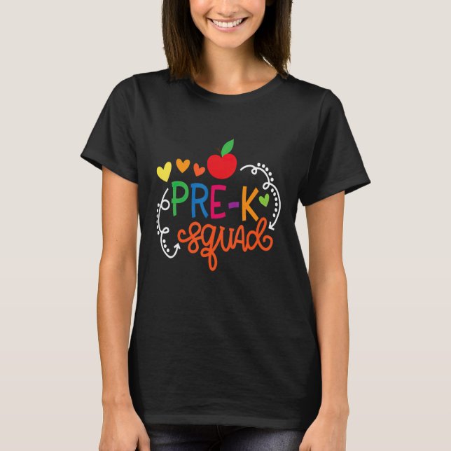 Camiseta Pre K Squad Apple De Vuelta A Maestra Escolar (Anverso)