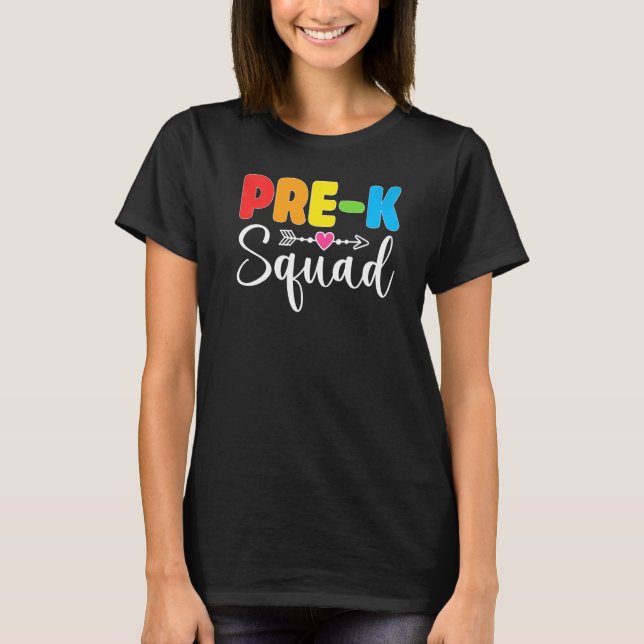 Camiseta Pre K Squad PreSchool Teacher Student Team Back To (Anverso)