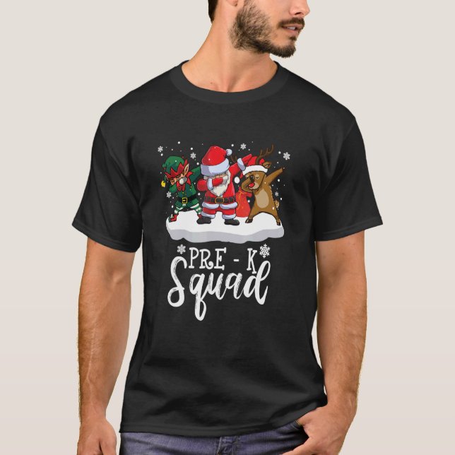 Camiseta Pre K Squad Reindeer Santa Elf Matching Xmas Teach (Anverso)