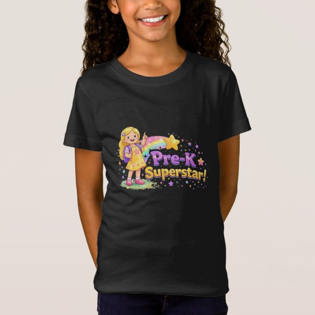 Camiseta Pre-K Superstar – Bright Kids Design (Anverso)