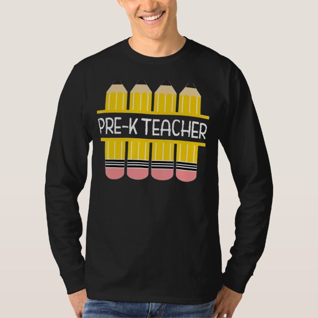 Camiseta Pre K Teacher Lápiz Frame Butchi Enseñanza (Anverso)