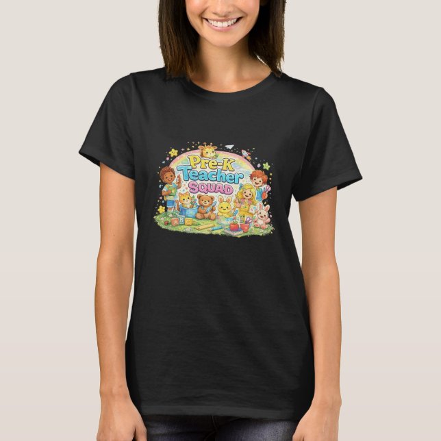 Camiseta Pre-K Teacher Squad – Cute Preschool Design (Anverso)