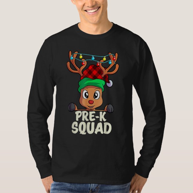 Camiseta Pre K Teacher Squad Reindeer  Teacher Christmas Xm (Anverso)