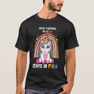 Camiseta Pre K Unicorn Lo Que Pasa En La Escuela Preescolar