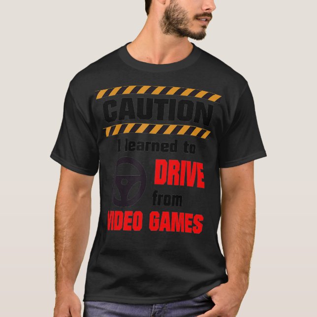 Camiseta Precaución aprendida de videojuegos nuevo controla (Anverso)
