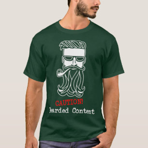 Camiseta Precaución Contenido de barba Divertido barba y bi