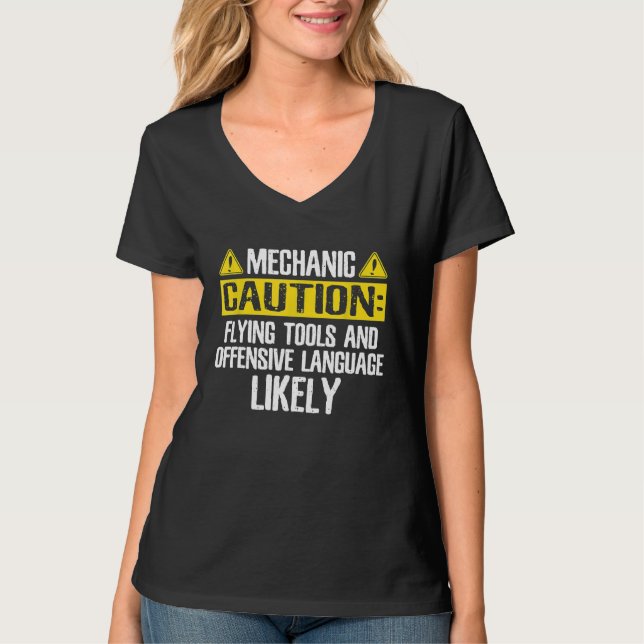 Camiseta Precaución de ingeniero mecánico (Anverso)