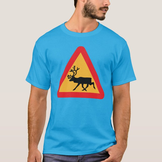 Camiseta Precaución de Rótulo de tráfico sueco de renos (Anverso)