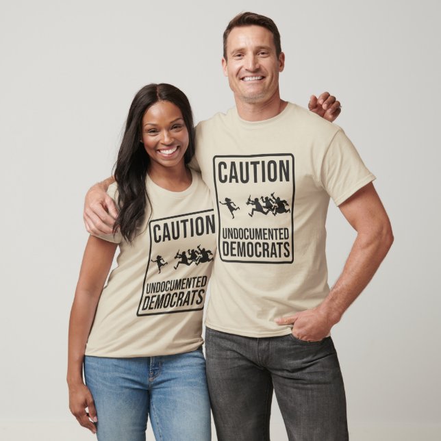 Camiseta PRECAUCIÓN Demócratas indocumentados parodian Rótu (Unisexo)