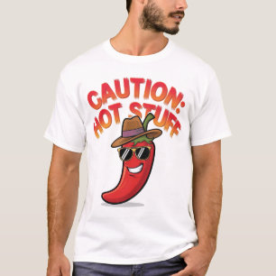 Camiseta Precaución: Diseño de Cosas Calientes - Pimienta C