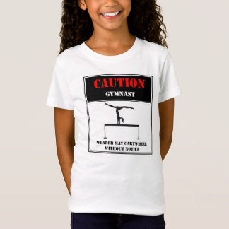 Camiseta Precaución: El portador puede Cartwheel sin el
