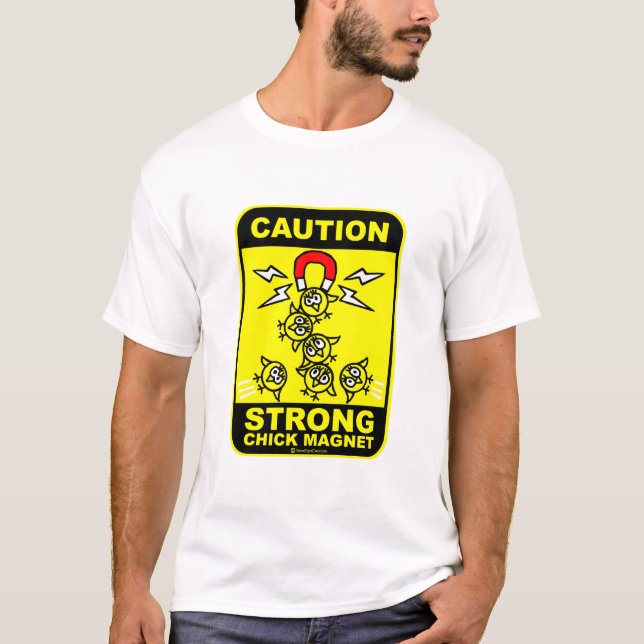 Camiseta ¡Precaución! imán fuerte del polluelo (Anverso)