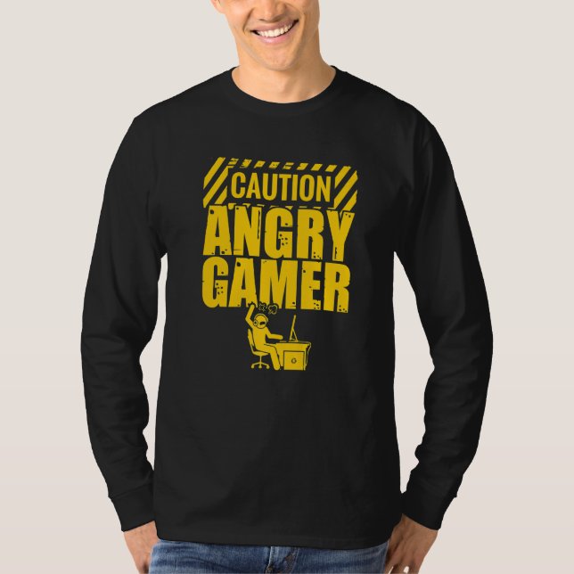 Camiseta Precaución Jugador De Videojuegos Enfadados Pc Con (Anverso)