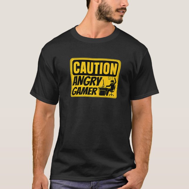 Camiseta Precaución Jugador De Videojuegos Enfadados Pc Con (Anverso)