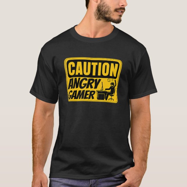Camiseta Precaución Jugador De Videojuegos Enfadados Pc Con (Anverso)