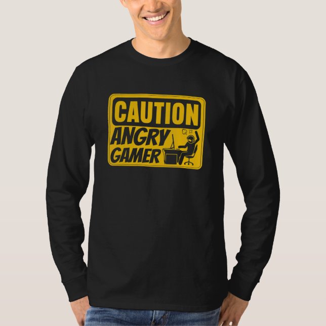 Camiseta Precaución Jugador De Videojuegos Enfadados Pc Con (Anverso)