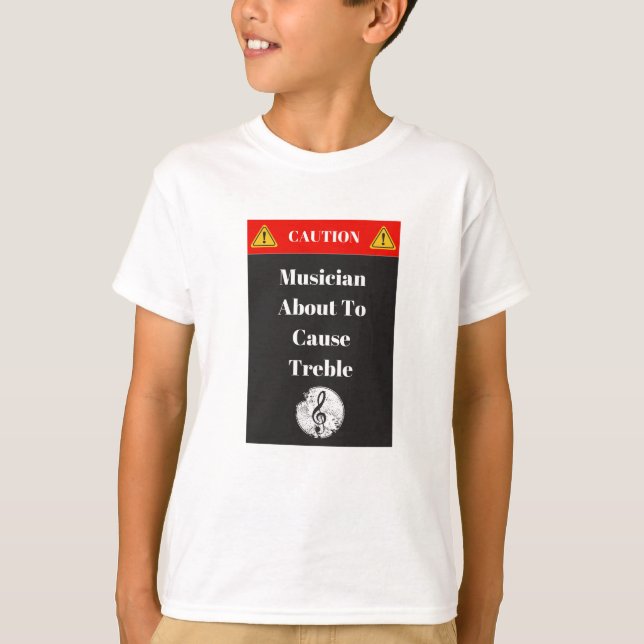 Camiseta "Precaución - músico alrededor para causar (Anverso)