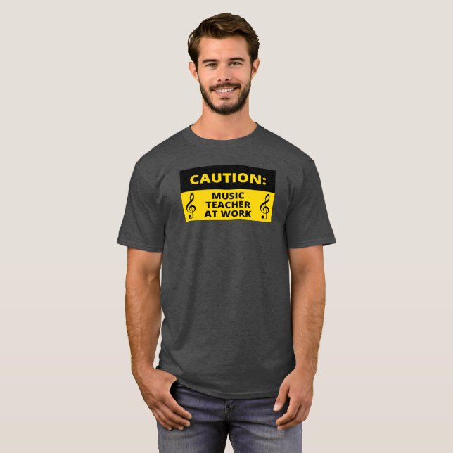 Camiseta Precaución: Profesor De Música En El Trabajo Humor (Anverso completo)