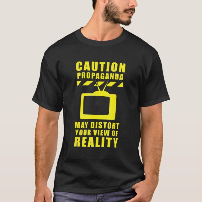 Camiseta Precaución Propaganda Noticias falsas Lavado de ce (Anverso)