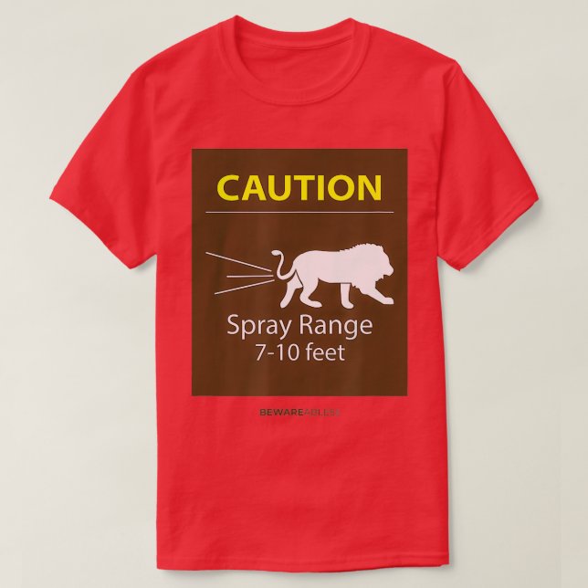 Camiseta Precaución, rango de pulverización de 7-10 pies, d (Diseño del anverso)
