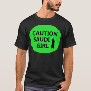 Camiseta PRECAUCIÓN Rótulo de estilo industrial SAUDITA L