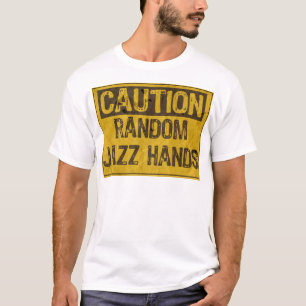 Camiseta Precaución Rótulo VIEJO- Manos de jazz amarillas/n