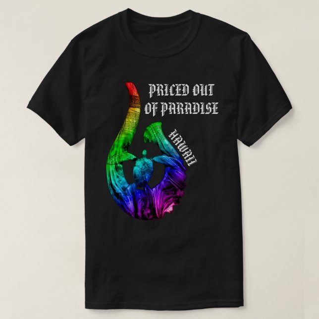 Camiseta PRECIO DEL PARAÍSO HI Honu Tribal Hook Rainbow (Diseño del anverso)