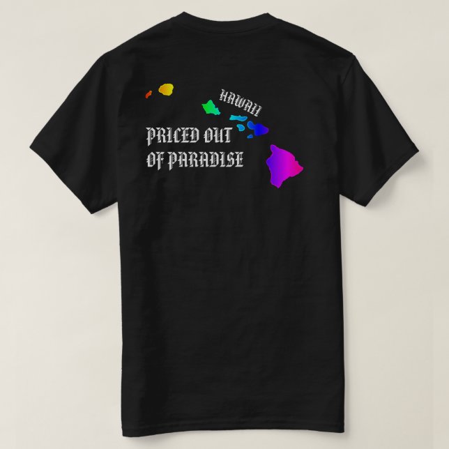 Camiseta PRECIO FUERA DE PARADISE Hawaii Islas Neon Rainbow (Reverso del diseño)