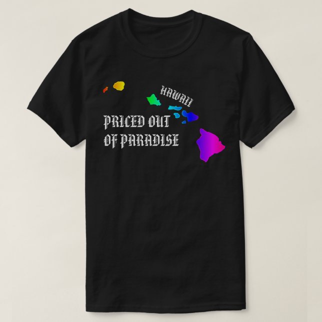 Camiseta PRECIO FUERA DE PARADISE Hawaii Islas Neon Rainbow (Diseño del anverso)