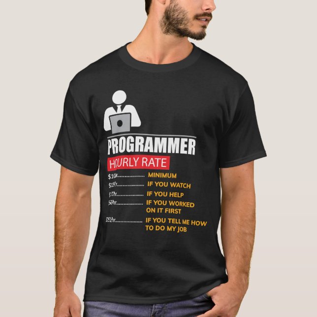 Camiseta Precio por hora del programador - tarifas de (Anverso)