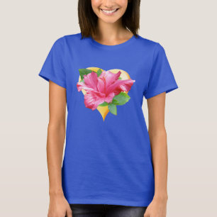 Camiseta preciosa del corazón del hibisco