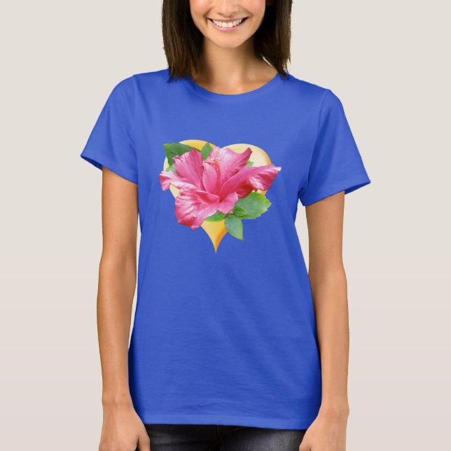 Camiseta preciosa del corazón del hibisco (Anverso)