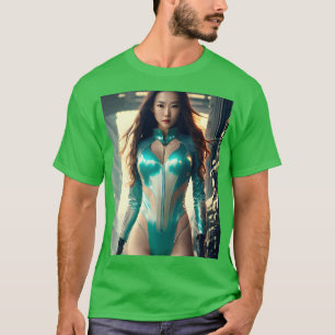 Camiseta Precioso retrato asiático de ciberpunk Arte genial