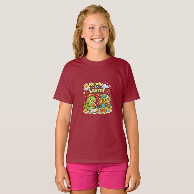 Camiseta Preescolar Dino Lista Para Aprender (Anverso completo)